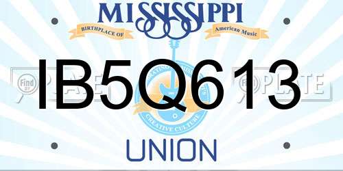 IB5Q613 Mississippi License Plate