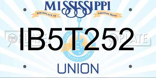 IB5T252 Mississippi License Plate