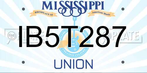 IB5T287 Mississippi License Plate