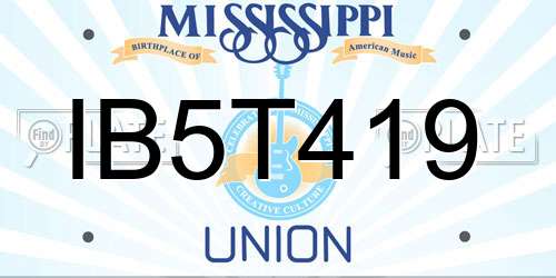IB5T419 Mississippi License Plate