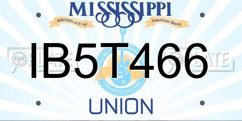 IB5T466 Mississippi License Plate