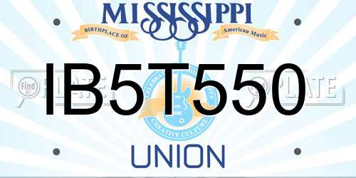IB5T550 Mississippi License Plate
