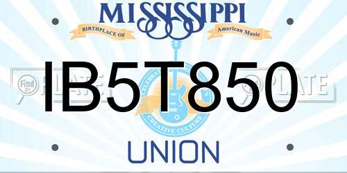 IB5T850 Mississippi License Plate