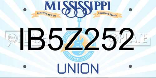 IB5Z252 Mississippi License Plate