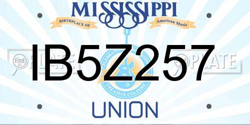 IB5Z257 Mississippi License Plate