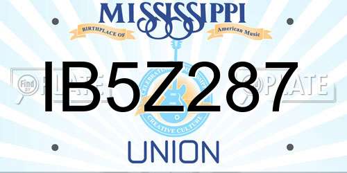 IB5Z287 Mississippi License Plate