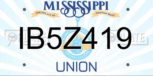 IB5Z419 Mississippi License Plate