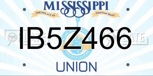 IB5Z466 Mississippi License Plate
