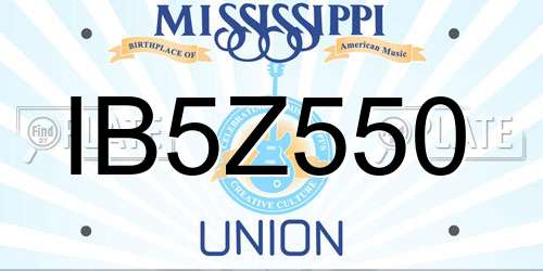 IB5Z550 Mississippi License Plate