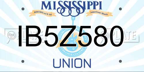 IB5Z580 Mississippi License Plate