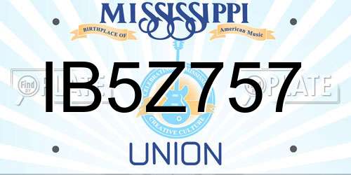 IB5Z757 Mississippi License Plate