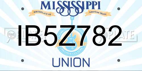 IB5Z782 Mississippi License Plate