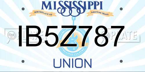 IB5Z787 Mississippi License Plate