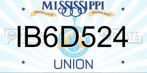 IB6D524 Mississippi License Plate