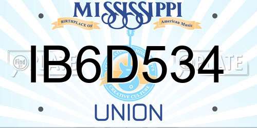 IB6D534 Mississippi License Plate