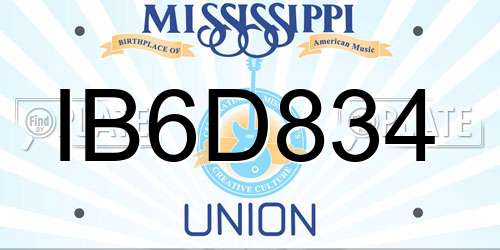 IB6D834 Mississippi License Plate