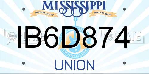 IB6D874 Mississippi License Plate