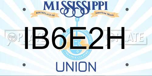 IB6E2H Mississippi License Plate