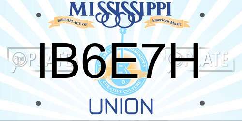 IB6E7H Mississippi License Plate