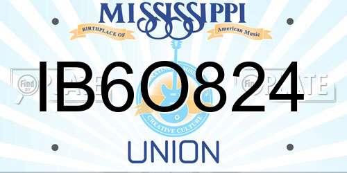 IB6O824 Mississippi License Plate