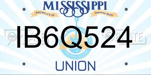 IB6Q524 Mississippi License Plate