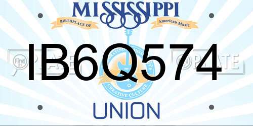IB6Q574 Mississippi License Plate