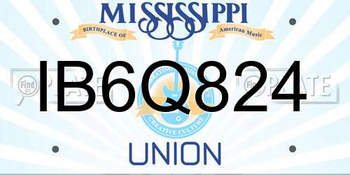 IB6Q824 Mississippi License Plate