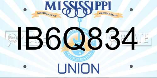 IB6Q834 Mississippi License Plate