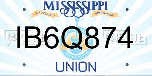 IB6Q874 Mississippi License Plate