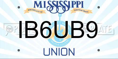 IB6UB9 Mississippi License Plate