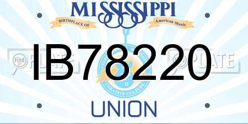 IB78220 Mississippi License Plate