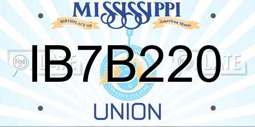 IB7B220 Mississippi License Plate