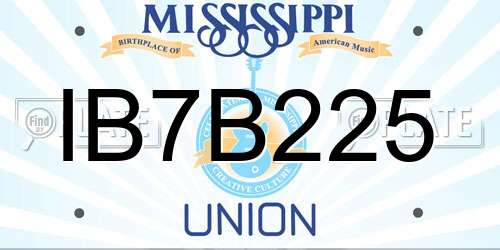 IB7B225 Mississippi License Plate
