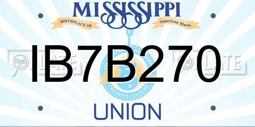IB7B270 Mississippi License Plate