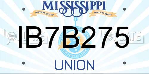 IB7B275 Mississippi License Plate