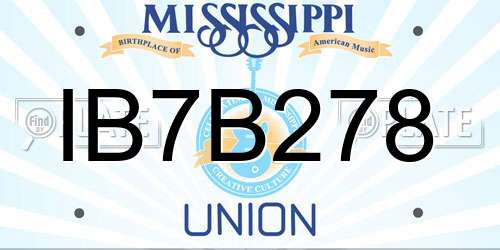 IB7B278 Mississippi License Plate