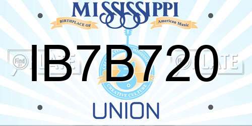 IB7B720 Mississippi License Plate