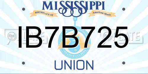 IB7B725 Mississippi License Plate