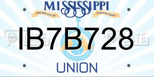 IB7B728 Mississippi License Plate