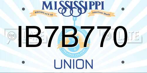IB7B770 Mississippi License Plate