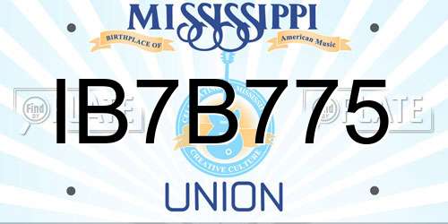 IB7B775 Mississippi License Plate