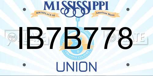 IB7B778 Mississippi License Plate