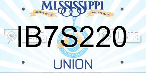 IB7S220 Mississippi License Plate
