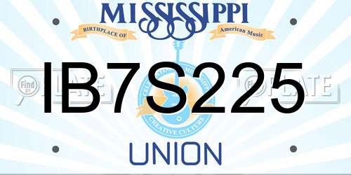 IB7S225 Mississippi License Plate