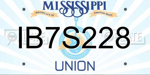 IB7S228 Mississippi License Plate