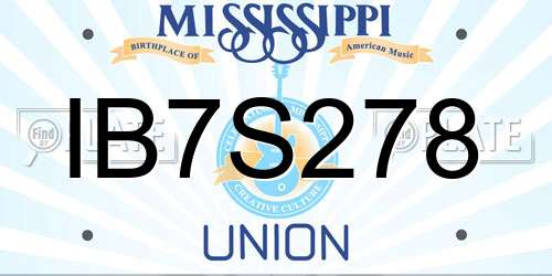 IB7S278 Mississippi License Plate