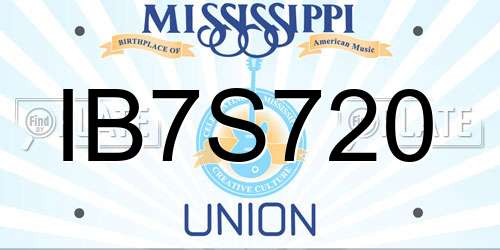 IB7S720 Mississippi License Plate