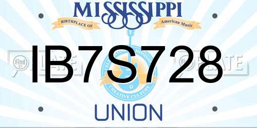 IB7S728 Mississippi License Plate