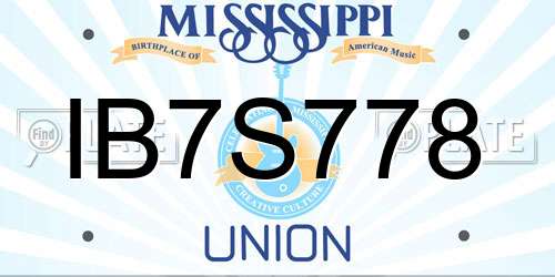 IB7S778 Mississippi License Plate