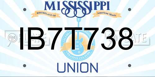 IB7T738 Mississippi License Plate